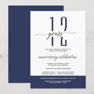 Navy Modern Business Anniversary Party Invites