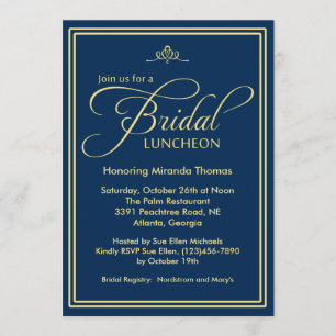 Navy Modern Classic Bridal Luncheon Invitation