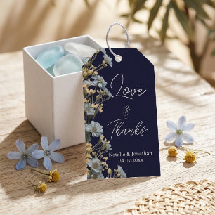 Navy Modern Floral Wedding Thank You Gift Tags