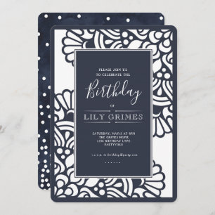 Navy Modern Geometric Birthday Invitation