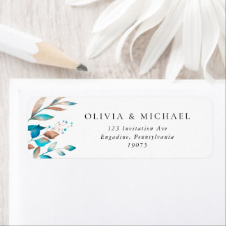 Navy Modern Greenery Rustic Wedding Address Label Return Address Label