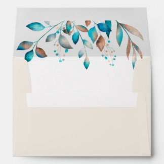 Navy Modern Greenery Rustic Wedding Envelope