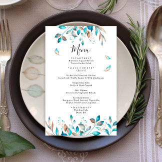 Navy Modern Greenery Wedding Menu