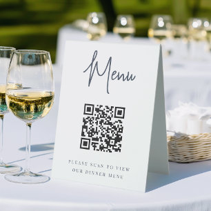 Navy Modern Handwritten Script QR Code Menu