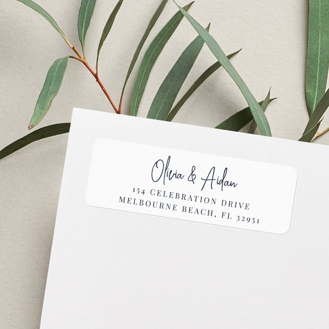 Navy | Modern Handwritten Script Return Address Label (Creator Uploaded)
