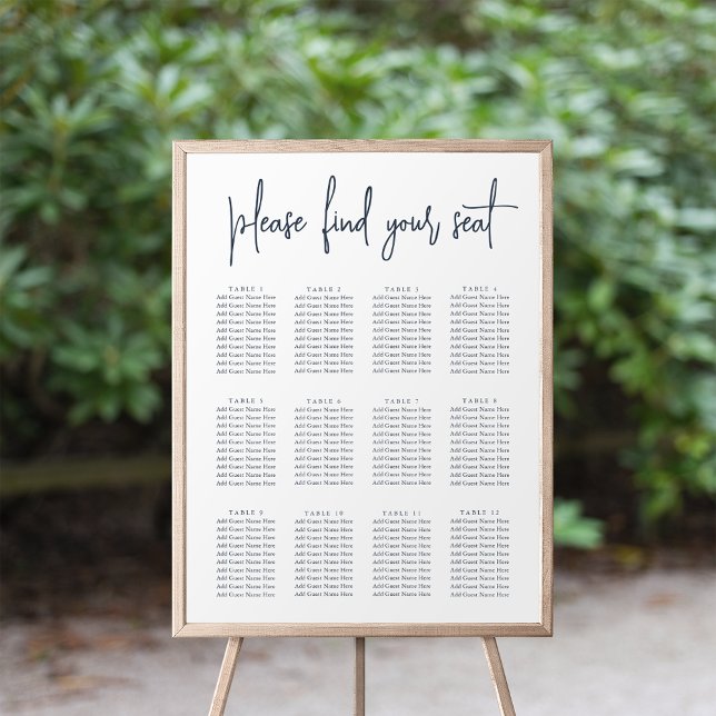 Navy | Modern Handwritten Script Seating Chart (Creator Uploaded)
