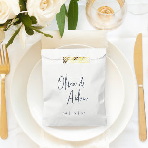 Navy Modern Handwritten Script Wedding Favour Bag