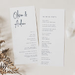 Navy | Modern Handwritten Script Wedding Program<br><div class="desc">Designed to match our Modern Handwritten Script wedding invitations. A beautiful typography based design with a minimalist feel,  featuring modern navy blue handwritten script and classic serif lettering. Personalise with your ceremony details,  and customise the back with your wedding party.</div>
