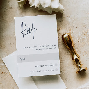 Navy Modern Handwritten Script Wedding RSVP Card