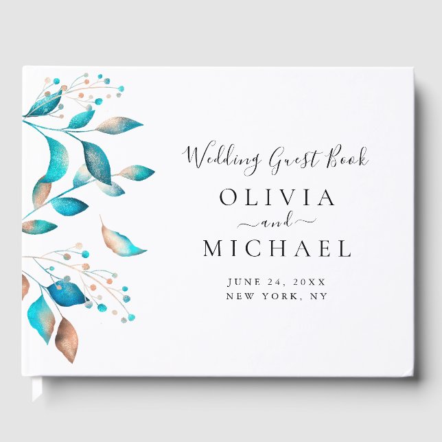 Navy Modern Rustic Wedding Guest Book (Front)