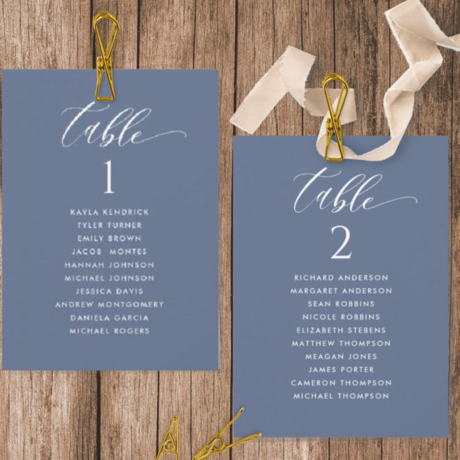 Navy Modern Seating Plan Cards with Guest Names (Creator Uploaded)