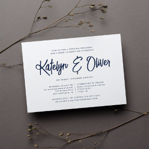Navy Modern Signature Rehearsal Dinner Invitation