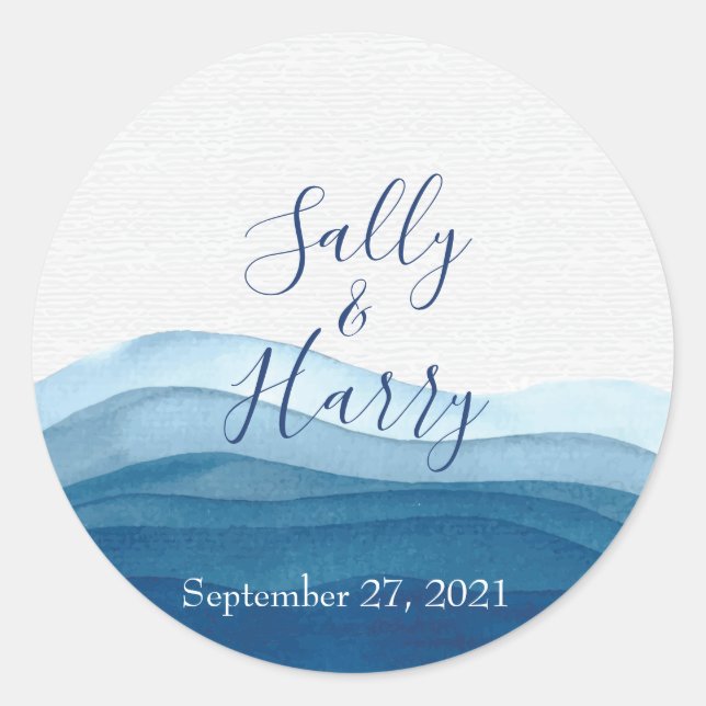 Navy, Modern Watercolor Stickers (Front)