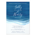 Navy, Modern Watercolor Waves Wedding