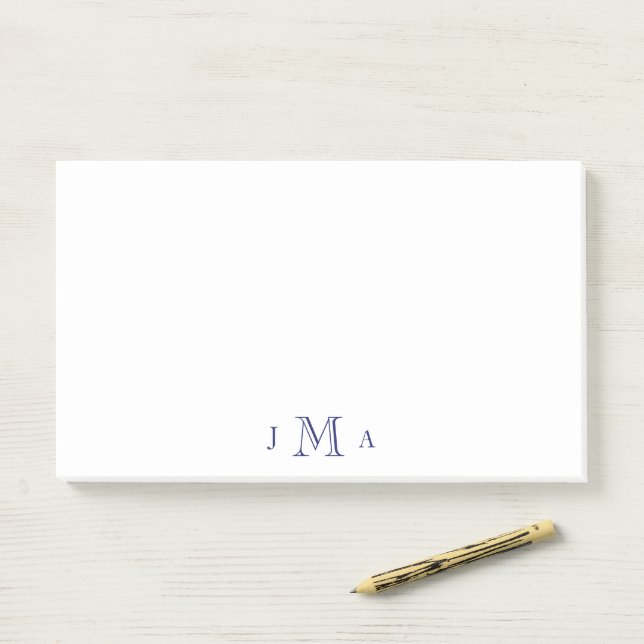 Navy Monogram Office Post-it Notes (On Desk)