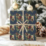 Navy Moody Floral Burgundy Wedding  Wrapping Paper<br><div class="desc">#zazzlemade</div>