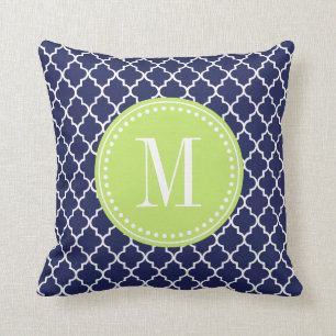 Navy Moroccan Tiles Lattice Personalised Cushion
