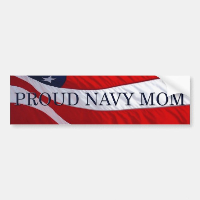 Navy Mum American Flag Bumper Sticker (Front)