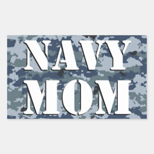 Navy Mum Camouflage Rectangle Rectangular Sticker