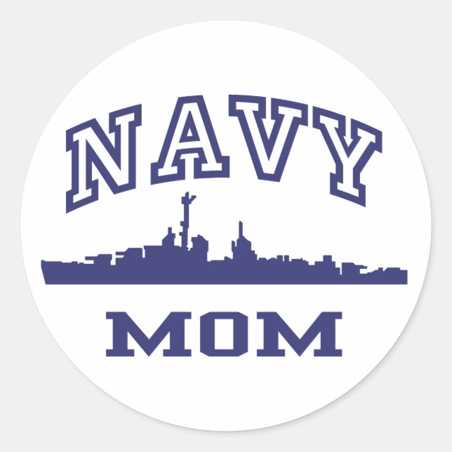 Navy Mum Classic Round Sticker (Front)