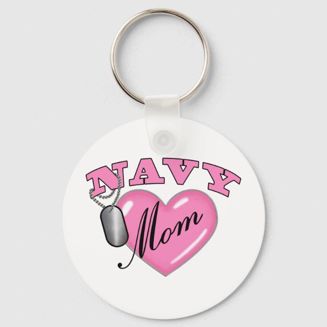 Navy Mum Heart N Dog Tag Key Ring (Front)