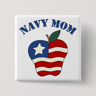 Navy Mum Patriotic Apple 15 Cm Square Badge
