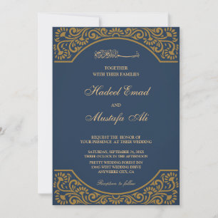 Navy muslim wedding invitation