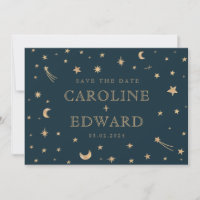 Navy Mystical Gold Stars Moon Astronomy Wedding 
