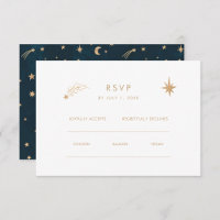 Navy Mystical Gold Stars Moon Astronomy Wedding