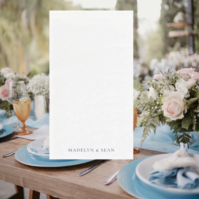 Navy Names Simple & Elegant White Wedding Napkin (Creator Uploaded)