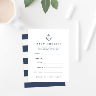 Navy Nautical Anchor Baby Shower Guessing Game