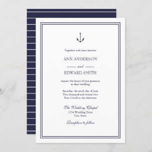 Navy Nautical Anchor Families Wedding Invitation