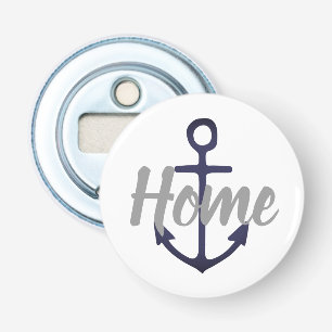 navy nautical ANCHOR + grey HOME script Bottle Opener