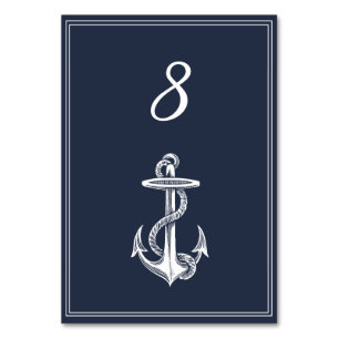 Navy Nautical Anchor Table Number Card