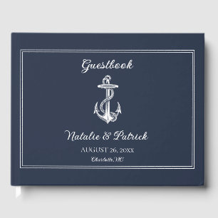 Navy Nautical Anchor Wedding Guest Book
