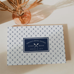 Navy Nautical Anchors Bridal Shower Guest Book