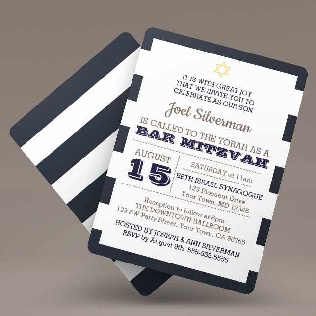 Navy Nautical Bar Mitzvah Invitation (Creator Uploaded)