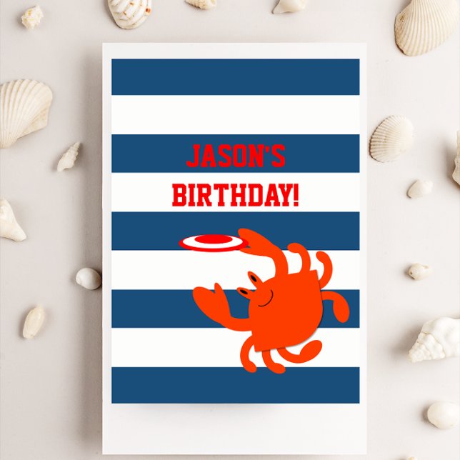 Navy Nautical Crab Personalised Birthday Card (Creator Uploaded)