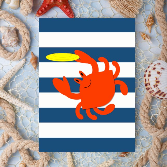 Navy Nautical Frisbee Crab Note Card (Creator Uploaded)