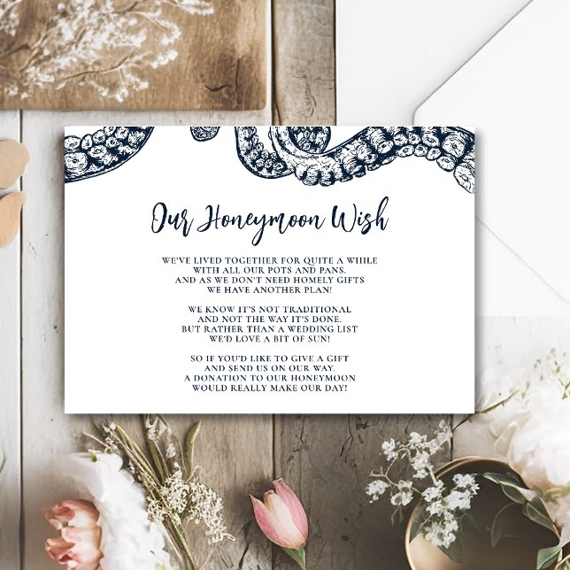 Navy Nautical Octopus Honeymoon Wishes Card (Creator Uploaded)