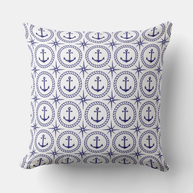 Navy Nautical Pattern Cushion (Front)