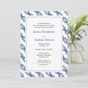 Navy Nautical Sailing Rope Wedding Invitation