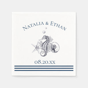 Navy Nautical Seaside Personalised Napkin