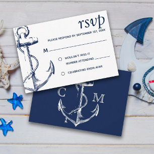 Navy Nautical Sketch Anchor RSVP Invitation