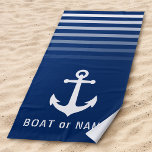 Navy Nautical Vintage Anchor Your Name or Boat Beach Towel<br><div class="desc">Vintage Nautical Anchor with Your Custom Name or Boat Name on a Stylish Beach Towel. This personalised towel will not just keep you dry but also is a fun conversation piece. Makes a great gift item for any occasion.</div>
