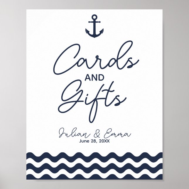 Navy Nautical wedding cards & Gift print (Front)