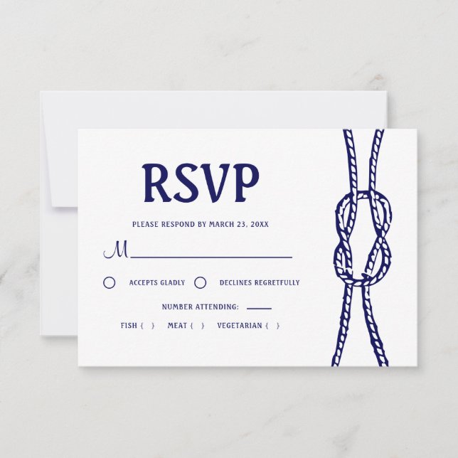 Navy Nautical Wedding RSVP Card (Front)