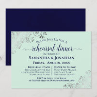 Navy & Neo Mint Green Wedding Rehearsal & Dinner