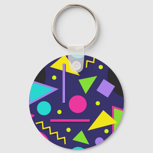 Navy Neon Abstract Key Ring (Front)