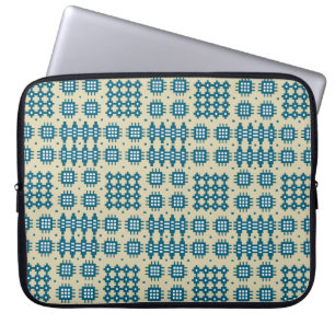 Navy Neoprene Laptop Sleeve Welsh Tapestry Pattern